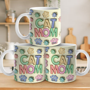 Happy Howlidays Cat Mom Dog Mom - Dog & Cat Personalized Custom 3D Inflated Effect Printed Mug - Christmas Gift For Pet Owners, Pet Lovers