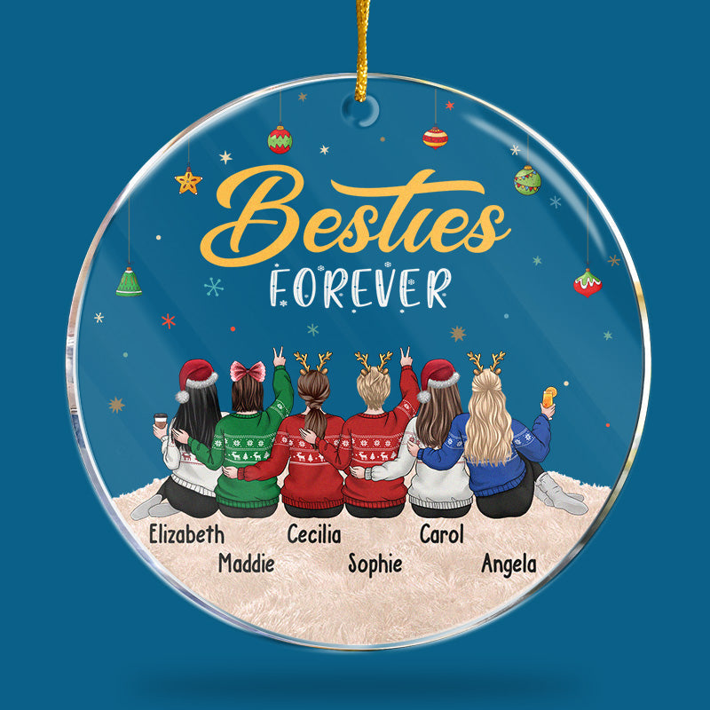 Sisters Forever - Bestie Personalized Custom Ornament - Acrylic Round Shaped - Christmas Gift For Best Friends, BFF, Sisters