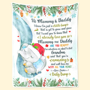 I'm Just A Little Bump - Family Personalized Custom Baby Blanket - Baby Shower Gift, Christmas Gift For First Mom