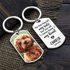 Custom Photo You Will Never Leave My Heart - Memorial Personalized Custom Keychain - Sympathy Gift For Pet Owners, Pet Lovers