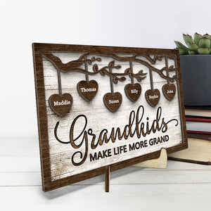 I Love My Grandkids - Family Personalized Custom 2-Layered Wooden Plaque With Stand - House Warming Gift For Grandma