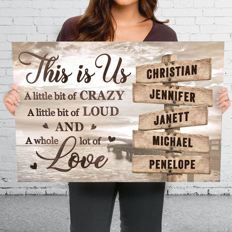 This Is Us And A Whole Lot Of Love - Family Personalized Custom Horizontal Canvas - Gift For Family Members