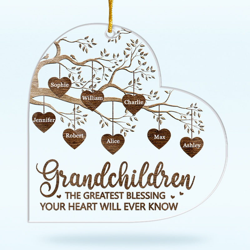 The Greatest Blessing - Family Personalized Custom Ornament - Acrylic Heart Shaped - Christmas Gift For Family Members
