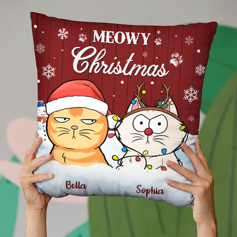 Meowy Christmas - Cat Personalized Custom Pillow - Christmas Gift For Pet Owners, Pet Lovers