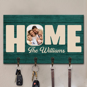 Custom Photo Our Home Sweet Home - Family Personalized Custom Home Decor Rectangle Shaped Key Hanger, Key Holder - House Warming Gift For Family Members
