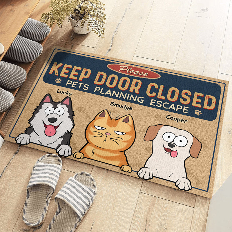 Keep Door Closed, Custom Photo Doormat, Gift For Pet Lovers