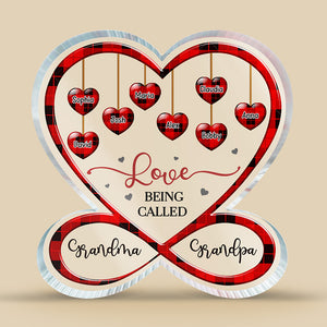 Love Being Called Grandma Grandpa - Family Personalized Custom Infinity Heart Shaped Acrylic Plaque - Gift For Family Members