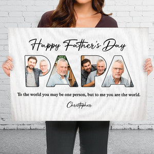 Custom Photo Happy Father's Day, Papa - Family Personalized Custom Horizontal Canvas - Father's Day, Birthday Gift For Dad, Grandpa
