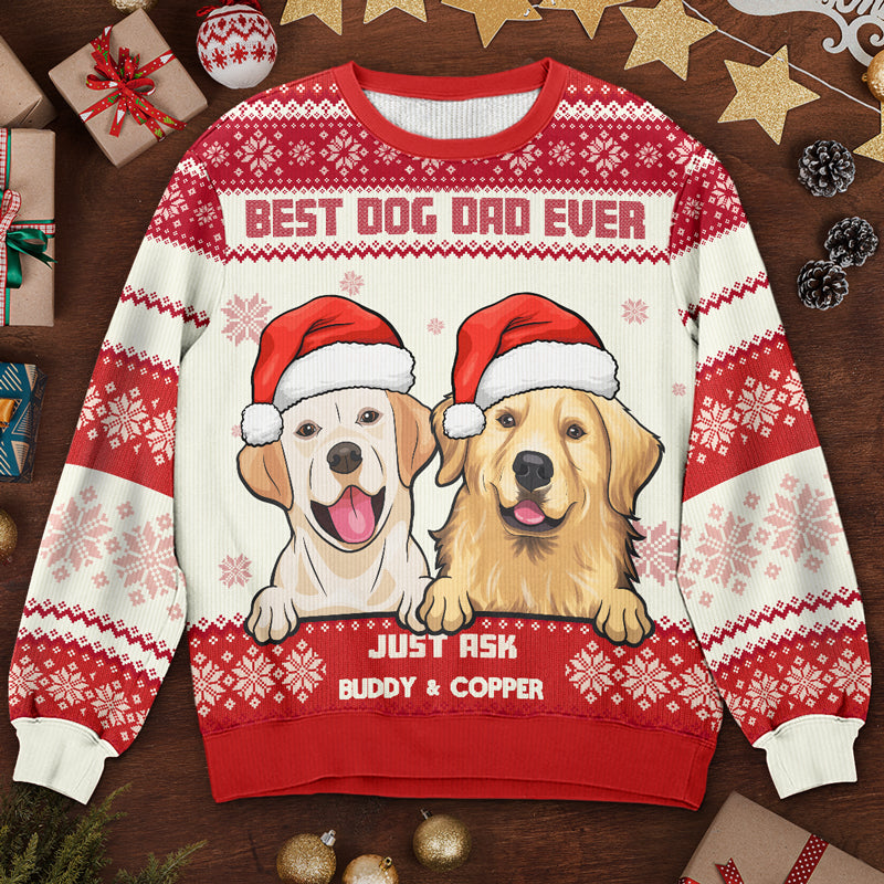 Best Dog Mom Ever - Personalized Custom Unisex Ugly Christmas Sweatshirt, Wool Sweatshirt, All-Over-Print Sweatshirt - Gift For Dog Lovers, Pet Lovers, Christmas Gift