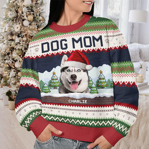 Custom Photo Wishing You Happy Howlidays - Dog Personalized Custom Ugly Sweatshirt - Unisex Wool Jumper - Christmas Gift For Pet Owners, Pet Lovers, Family Members