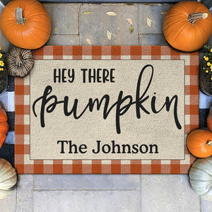 Hey There Pumpkin - Family Personalized Custom Home Decor Decorative Mat - Halloween Gift For Family Members