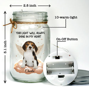 Custom Photo Forever In My Heart - Memorial Personalized Custom Mason Jar Light - Sympathy Gift For Pet Owners, Pet Lovers