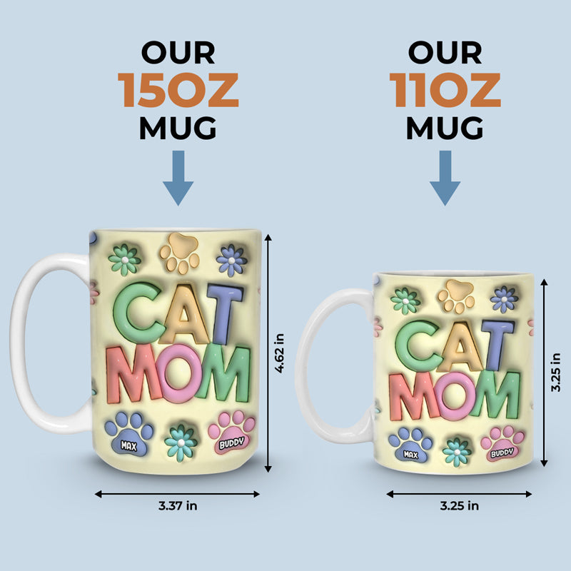 Happy Howlidays Cat Mom Dog Mom - Dog & Cat Personalized Custom 3D Inflated Effect Printed Mug - Christmas Gift For Pet Owners, Pet Lovers