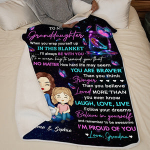 To My Dearest Granddaughter - Family Personalized Custom Blanket - Gift From Grandma