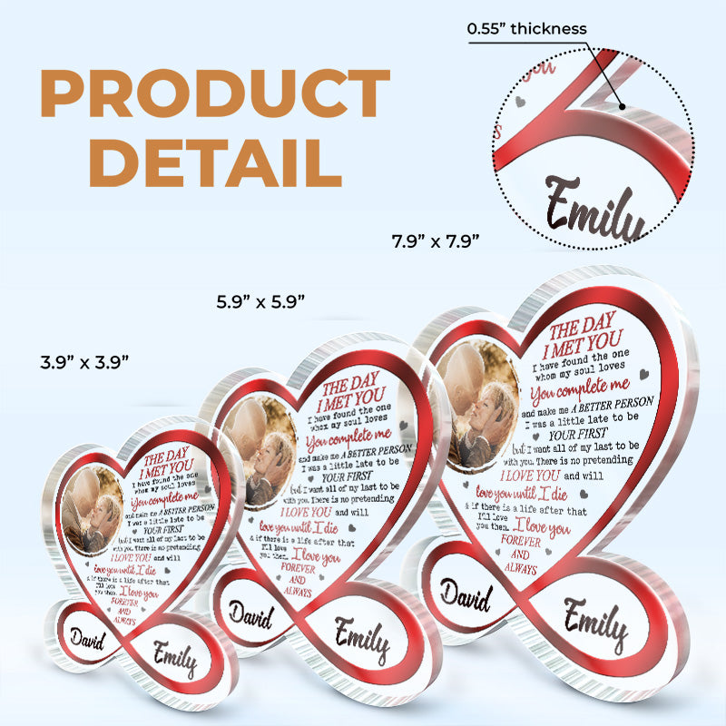 Custom Photo I Want All Of My Last To Be With You - Couple Personalized Custom Infinity Heart Shaped Acrylic Plaque - Gift For Husband Wife, Anniversary