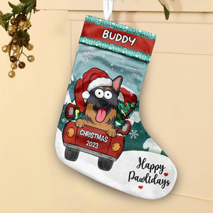 Happy Pawlidays - Cat & Dog Personalized Custom Christmas Stocking - Christmas Gift For Pet Owners, Pet Lovers