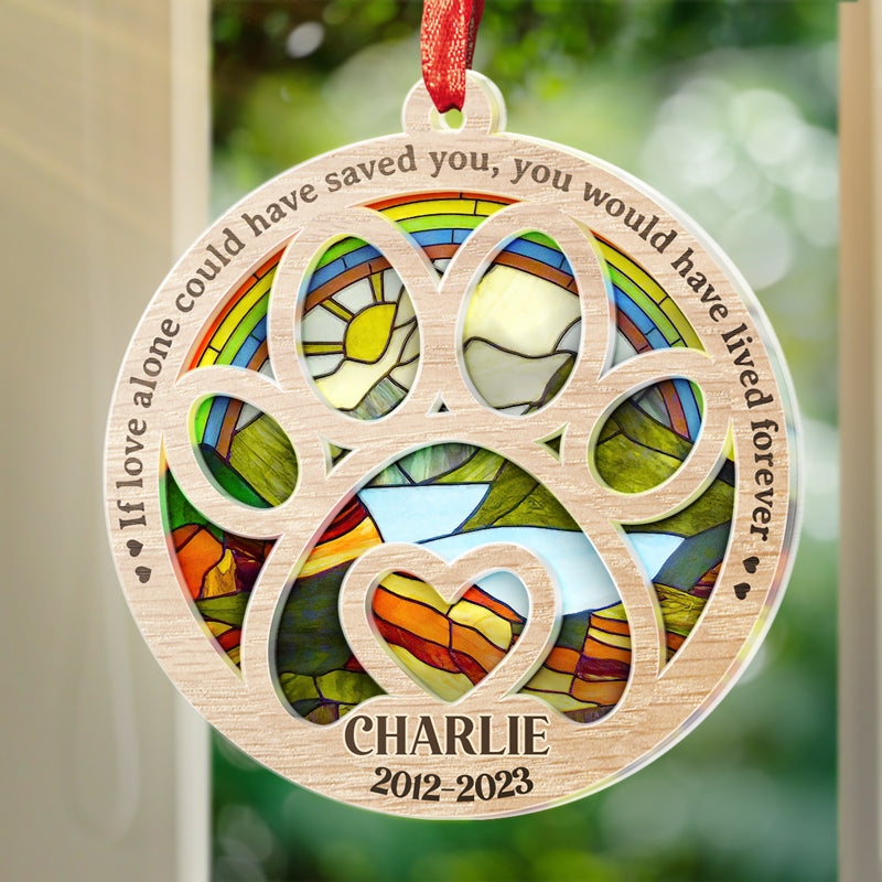 Once By My Side, Forever In My Heart - Memorial Personalized Custom Suncatcher Ornament - Acrylic Round Shaped - Sympathy Gift For Pet Owners, Pet Lovers