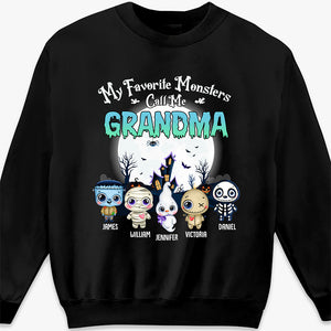 My Favorite Monsters Call Me Grandma - Family Personalized Custom Unisex T-shirt, Hoodie, Sweatshirt - Halloween Gift, Gift For Grandma, Grandpa