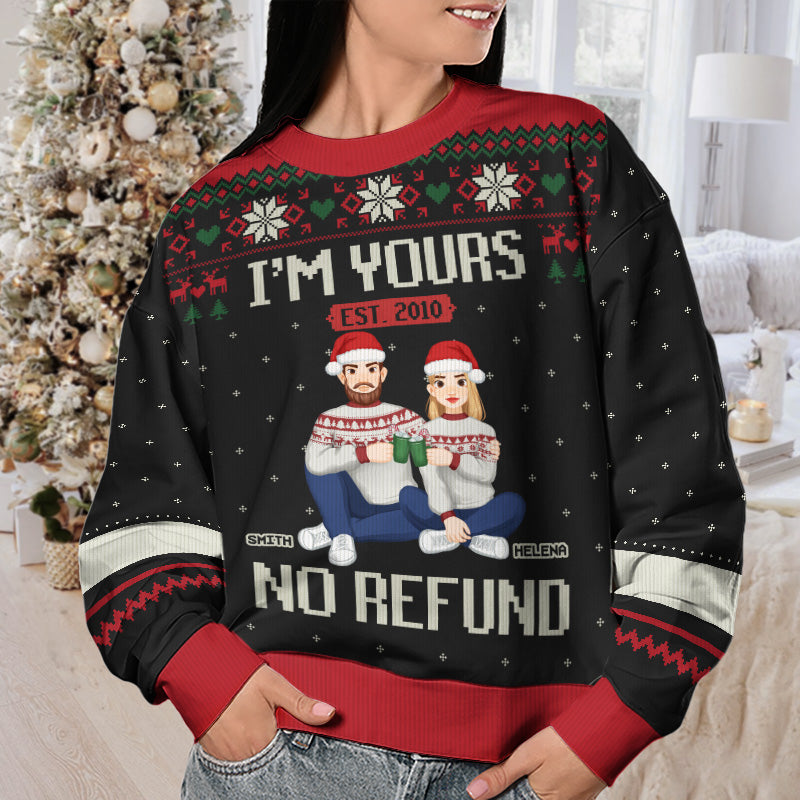 I'm Wearing The Smile You Gave Me - Couple Personalized Custom Ugly Sweatshirt - Unisex Wool Jumper - Christmas Gift For Husband Wife, Anniversary