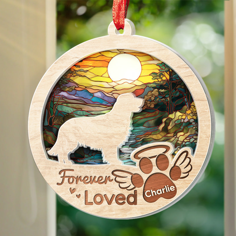 You Left Paw Prints On My Heart - Memorial Personalized Custom Suncatcher Ornament - Acrylic Round Shaped - Sympathy Gift For Pet Owners, Pet Lovers