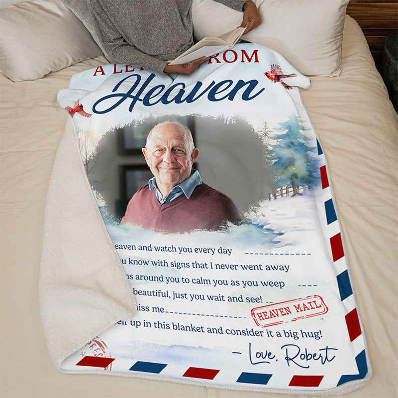 Custom Photo A Special Letter From Heaven - Memorial Personalized Custom Blanket - Christmas Gift, Sympathy Gift For Family Members