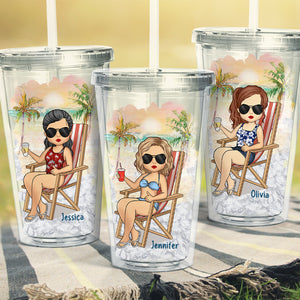 Life Is Much Better At The Beach - Travel Personalized Custom Clear Acrylic Tumbler - Gift For Travel Lovers