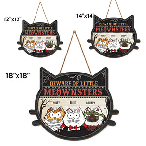Beware Of Little Meownster - Cat Personalized Custom Shaped Home Decor Wood Sign - Halloween Gift For Pet Owners, Pet Lovers