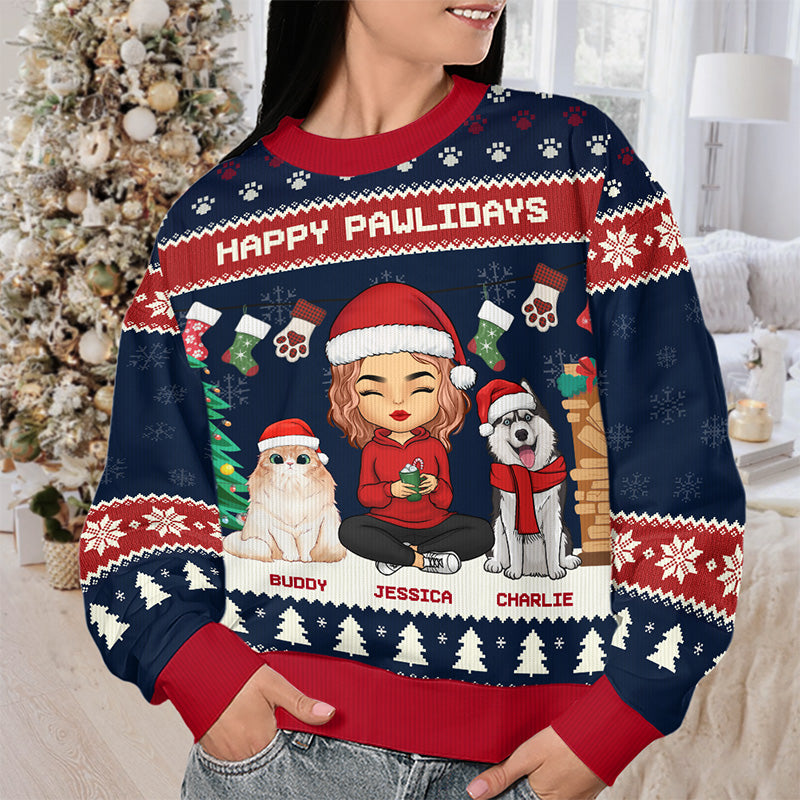 Joyful Santa Ugly Christmas Sweater Day Women's Sunglasses Santa