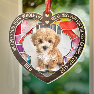 Custom Photo We'll Miss You For The Rest Of Ours - Memorial Personalized Custom Suncatcher Ornament - Acrylic Heart Shaped - Christmas Gift, Sympathy Gift For Pet Owners, Pet Lovers