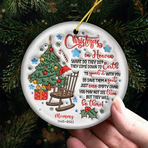 Christmas In Heaven - Memorial Personalized Custom Ornament - Ceramic Round Shaped - Christmas Gift, Sympathy Gift For Family Members