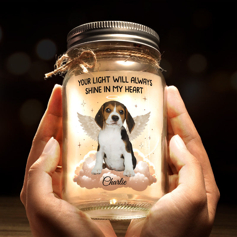 Custom Photo Forever In My Heart - Memorial Personalized Custom Mason Jar Light - Sympathy Gift For Pet Owners, Pet Lovers
