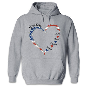 A Garden Of Love Grows In A Grandma's Heart - Family Personalized Custom Unisex Patriotic T-shirt, Hoodie, Sweatshirt - Independence Day, 4th Of July, Birthday Gift For Grandma