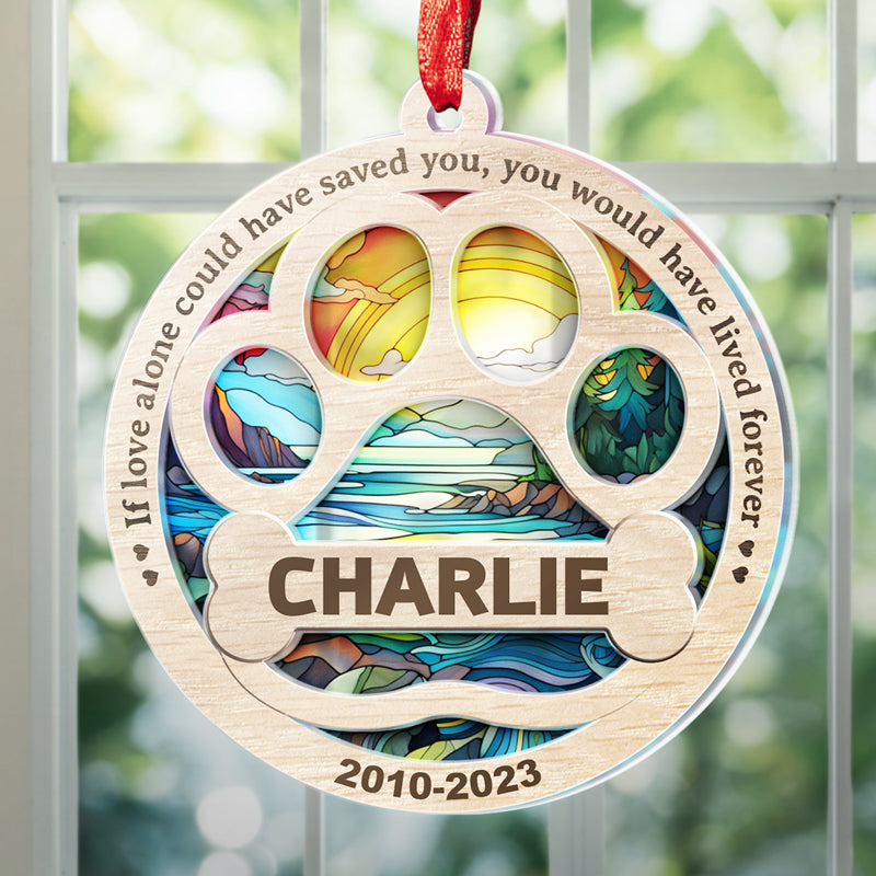 No Longer By My Side, Forever In My Heart - Memorial Personalized Custom Suncatcher Ornament - Acrylic Round Shaped - Sympathy Gift For Pet Owners, Pet Lovers