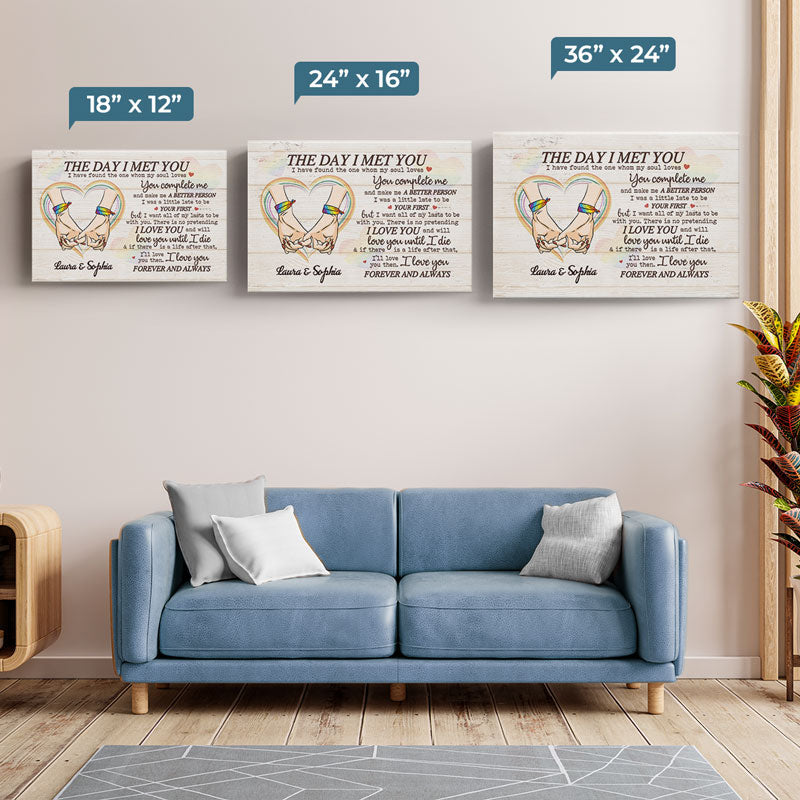You Complete Me And Make Me A Better Person - Couple Personalized Custom Horizontal Canvas - Gift For Husband Wife, Anniversary, LGBTQ+