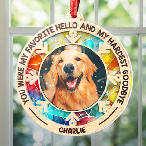 Custom Photo No Longer By My Side, Forever In My Heart - Memorial Personalized Custom Suncatcher Ornament - Acrylic Round Shaped - Sympathy Gift For Pet Owners, Pet Lovers