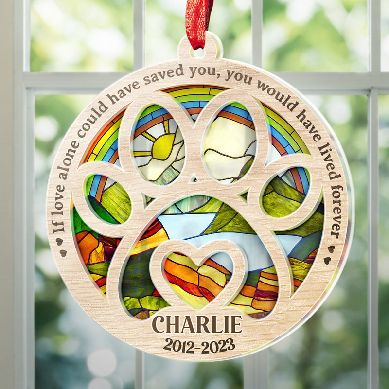 Once By My Side, Forever In My Heart - Memorial Personalized Custom Suncatcher Ornament - Acrylic Round Shaped - Sympathy Gift For Pet Owners, Pet Lovers