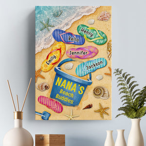 Beach Buddy - Family Personalized Custom Vertical Canvas - Birthday Gift For Grandma
