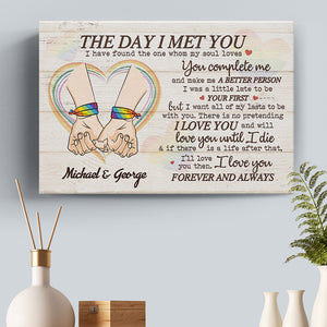 You Complete Me And Make Me A Better Person - Couple Personalized Custom Horizontal Canvas - Gift For Husband Wife, Anniversary, LGBTQ+
