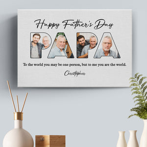 Custom Photo Happy Father's Day, Papa - Family Personalized Custom Horizontal Canvas - Father's Day, Birthday Gift For Dad, Grandpa