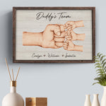 Daddy & Kids, Together We're A Team - Family Personalized Custom Horizontal Canvas - Father's Day, Birthday Gift For Dad