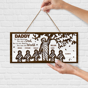 Our Hero Listener Life Mentor - Family Personalized Custom Rectangle Shaped Home Decor Wood Sign - House Warming Gift For Dad, Grandpa