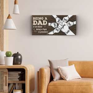 Being A Dad Is An Honor - Family Personalized Custom Rectangle Shaped Home Decor Wood Sign - House Warming Gift For Dad, Grandpa