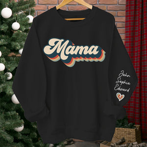 My Kids Call Me Mama Vintage Style - Family Personalized Custom Unisex Sweatshirt With Design On Sleeve - Birthday Gift For Mom, Grandma