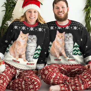 Custom Photo Merry Christmas, My Fur Babies - Dog & Cat Personalized Custom Ugly Sweatshirt - Unisex Wool Jumper - Christmas Gift For Pet Owners, Pet Lovers