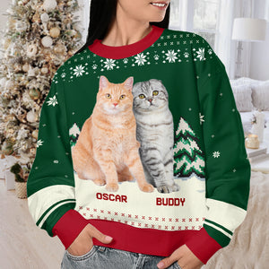 Custom Photo Merry Christmas, My Fur Babies - Dog & Cat Personalized Custom Ugly Sweatshirt - Unisex Wool Jumper - Christmas Gift For Pet Owners, Pet Lovers