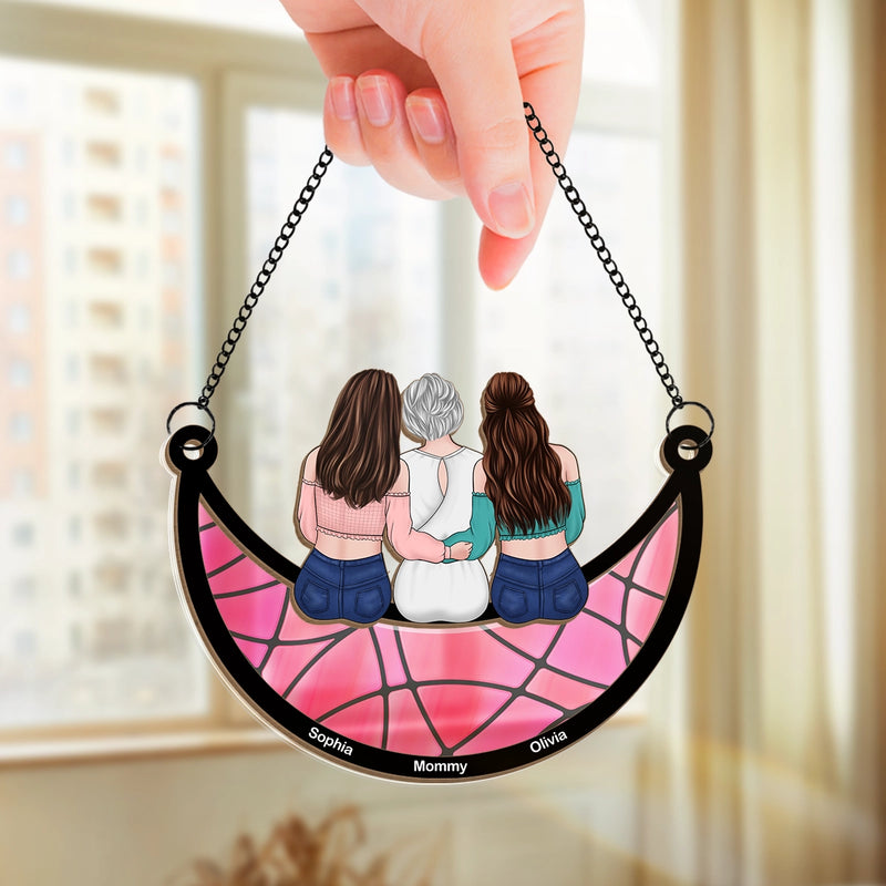 The Love Between A Mother And Daughter Is Forever - Family Personalized Window Hanging Suncatcher - Mother's Day, Gift For Mom