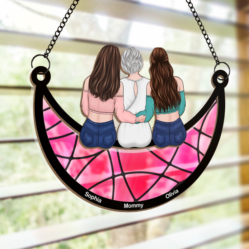 The Love Between A Mother And Daughter Is Forever - Family Personalized Window Hanging Suncatcher - Mother's Day, Gift For Mom