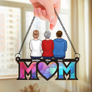 Motherhood Is The Greatest Thing - Family Personalized Window Hanging Suncatcher - Mother's Day, Gift For Mom, Grandma