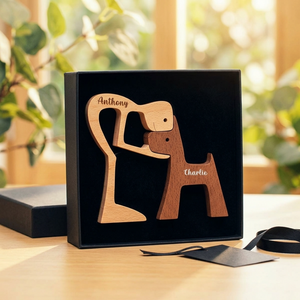 Personalized Custom Wooden Pet Carvings - The Love Between You And Your Fur-Friend - Gift For Pet Lovers - Wood Sculpture Table Ornaments, Carved Wood Decor