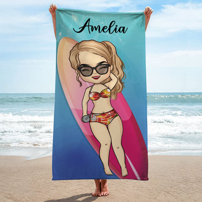 Pool Chibi Girl Swimming Belt - Personalized Beach Towel